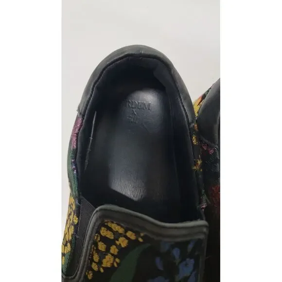ERDEM x H&M Floral Slip On Black Navy Jacquard Shoes Sneakers Women's Size 7 - Picture 5 of 8